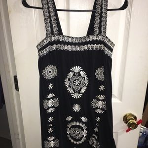 Black dress with white designs